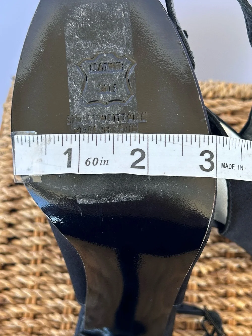 Stuart Weitzman Women’s Slingback Peep Toe Satin Heel Black‎ Size 7M - Picture 9 of 11